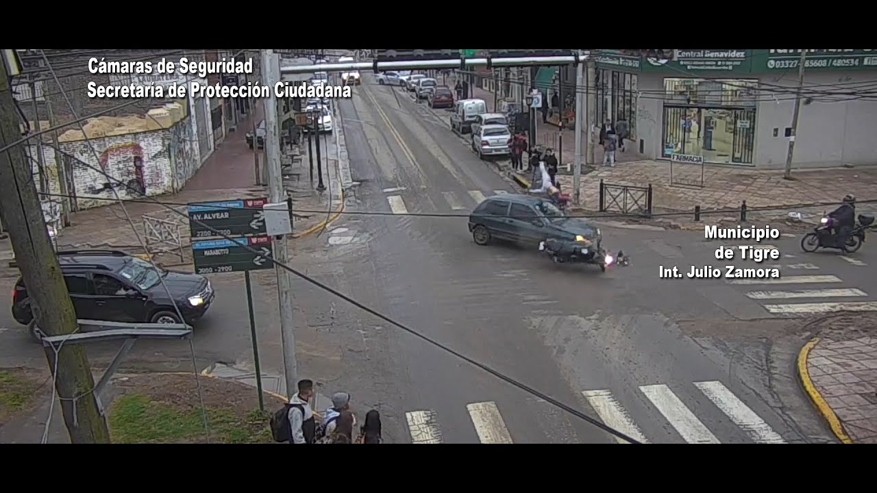 Benavídez: rápida asistencia del Sistema de Protección Ciudadana de Tigre tras un accidente entre un auto y una moto