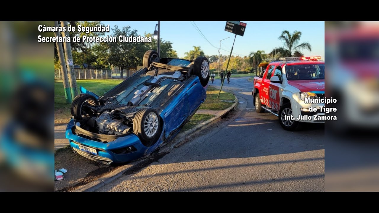 Impactante choque y vuelco: el Sistema de Protección Ciudadana asistió rápidamente tras un accidente en General Pacheco