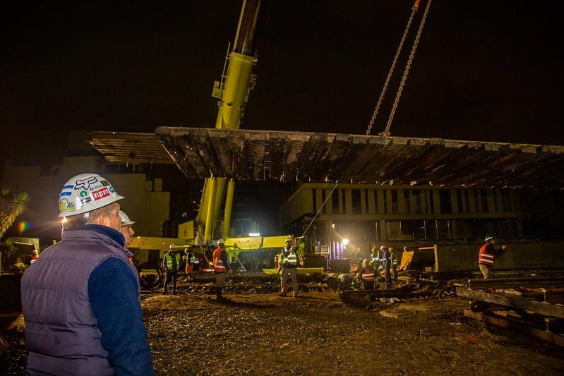 San Isidro: montaron los puentes ferroviarios del nuevo túnel de Almirante Brown