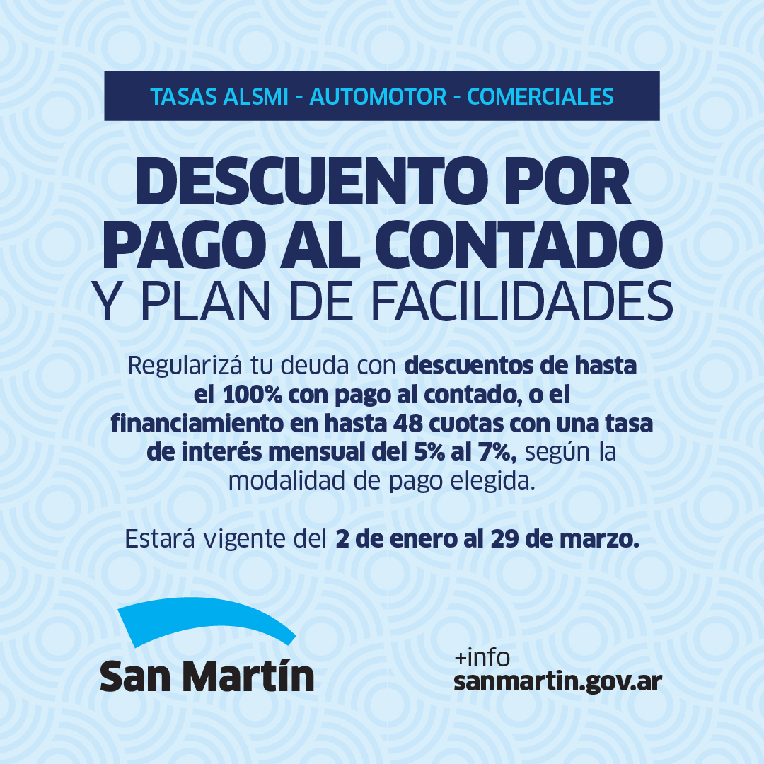 Nuevos planes de pago para regularizar deudas en San Martín