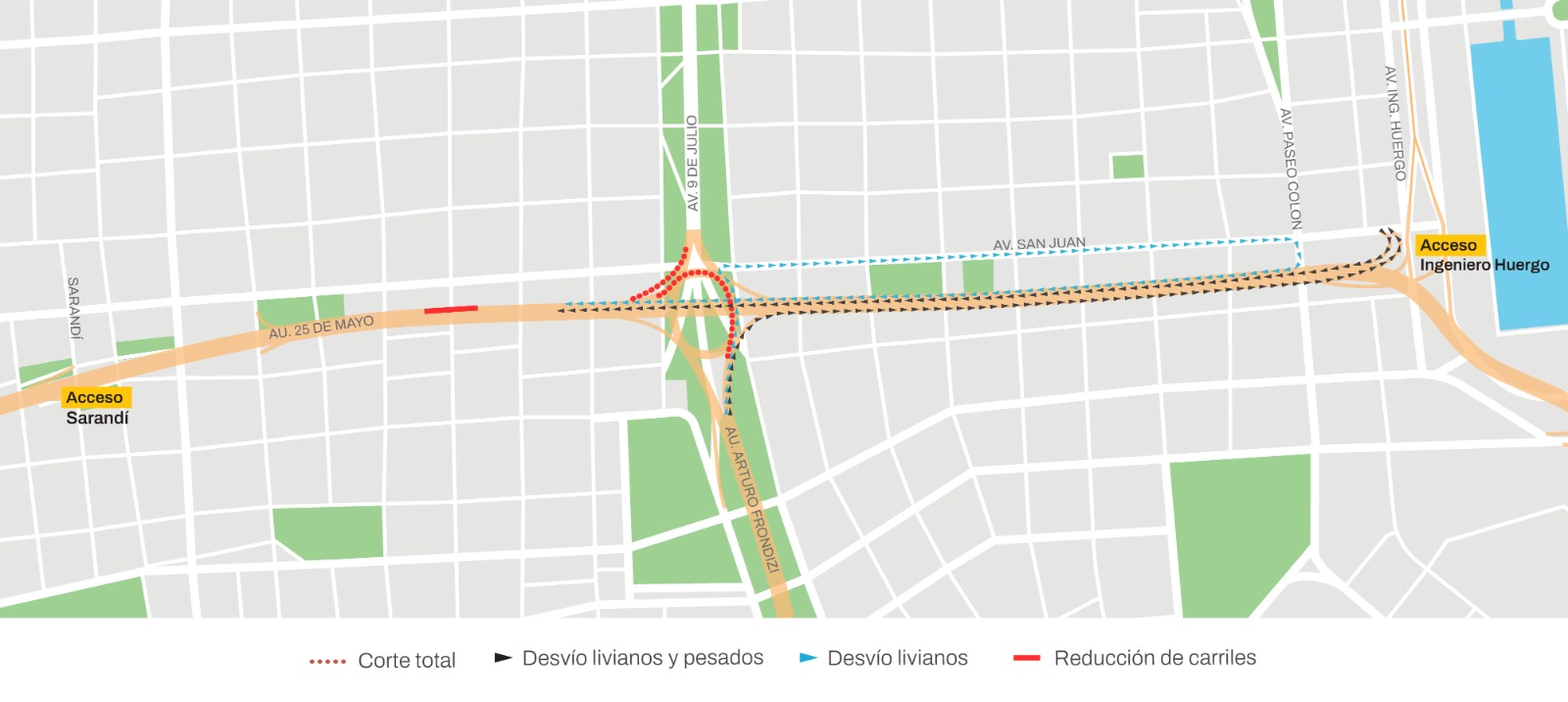 Obras de Mantenimiento en Au. 25 de Mayo
