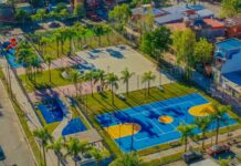 Juan Andreotti inauguró la renovación de la plaza de los barrios Villa Hall y Don Mariano