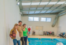 Eva Andreotti acompañó las primeras clases de Matronatación del Nuevo Polideportivo N°11 de San Fernando