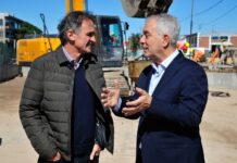Katopodis supervisó los avances de la obra del puente sobre el Arroyo «El Gato»