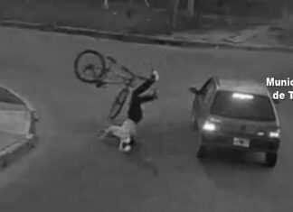 Ciclista cruzó de manera imprudente y fue atropellado por un automóvil en General Pacheco: está fuera de peligro