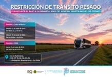 Restricción de tránsito pesado por el Paso a la Inmortalidad del General Güemes