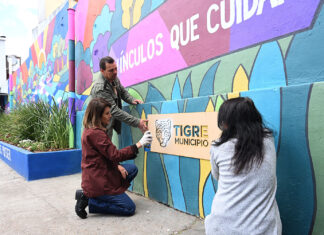 En General Pacheco, el Municipio de Tigre llevó adelante un mural participativo en la EP N°20 y la Secundaria N°15